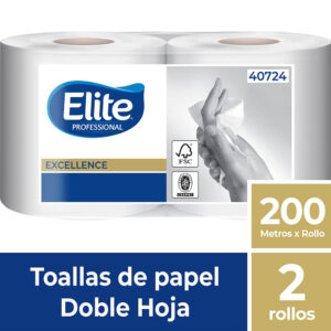 Toalla de Papel Elite Professional Doble Hoja 2 Rollos de 200 m