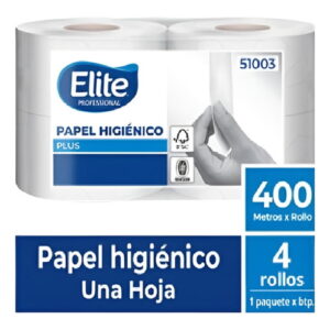 Papel Higiénico Elite Professional Plus Una Hoja 4 Rollos de 400 m