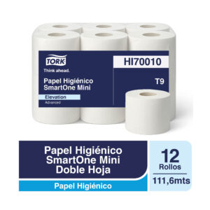 Papel Higiénico Tork SmartOne Mini Doble Hoja 12 Rollos de 111,6 m